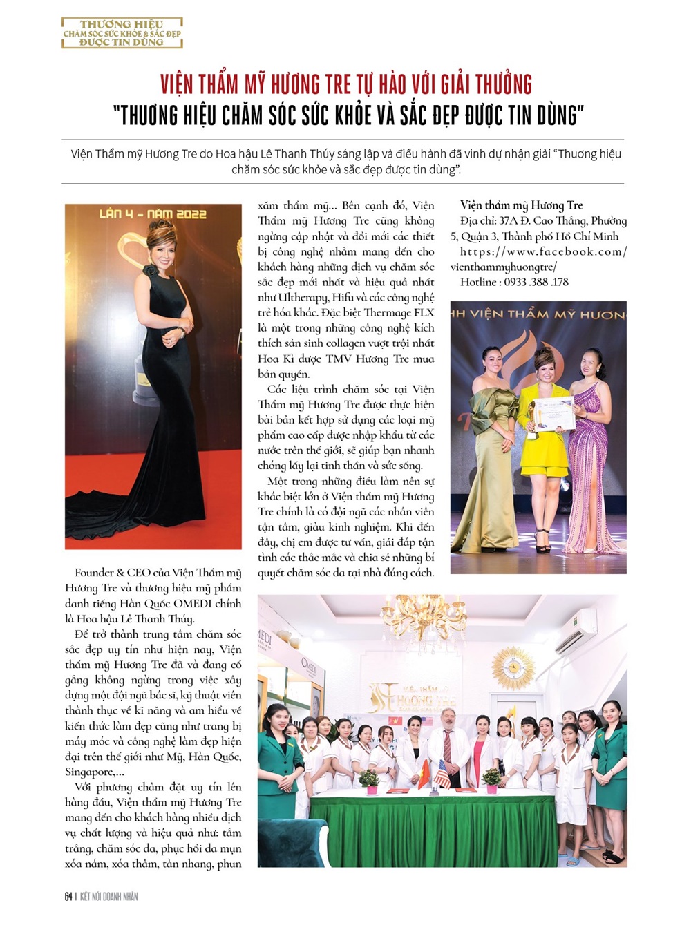 vien tham my huong tre tu hao voi giai thuong thuong hieu cham soc suc khoe va sac dep duoc tin dung toancanhbaochi3